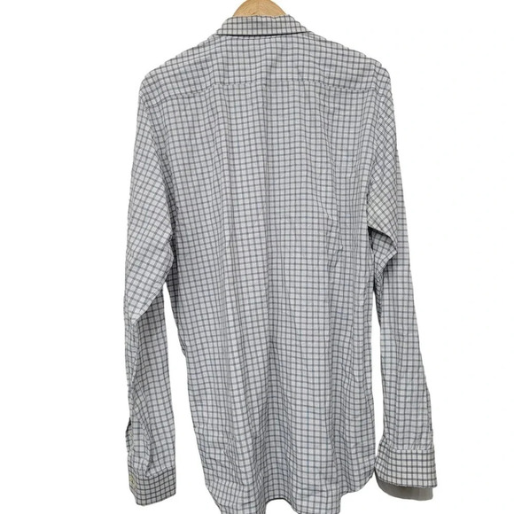 Theory Men's Button-Up Shirt Size Large Multicolor Cotton Check Long Sleeves - Picture 2 of 7